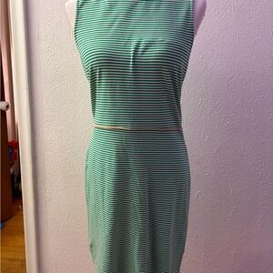 NWT Cremieux Green & White Striped Knit Dress - Size Medium